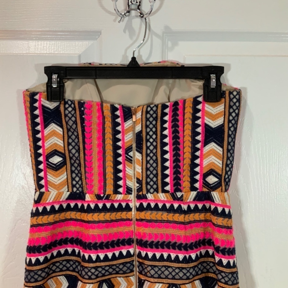 Alice & Trixie Embroidered Neon Pink Aztec Strapless Mini Dress Size XS - Picture 7 of 11